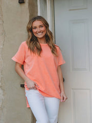 Angie Coral Short Sleeve Top
