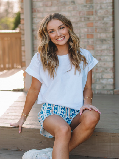 Lilly White Cropped Short Sleeve Top