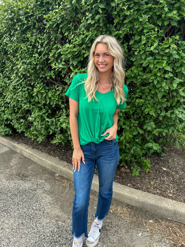 Cathy Kelly Green Front Twist Top