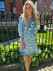 Kimmie Blue Floral Midi Dress