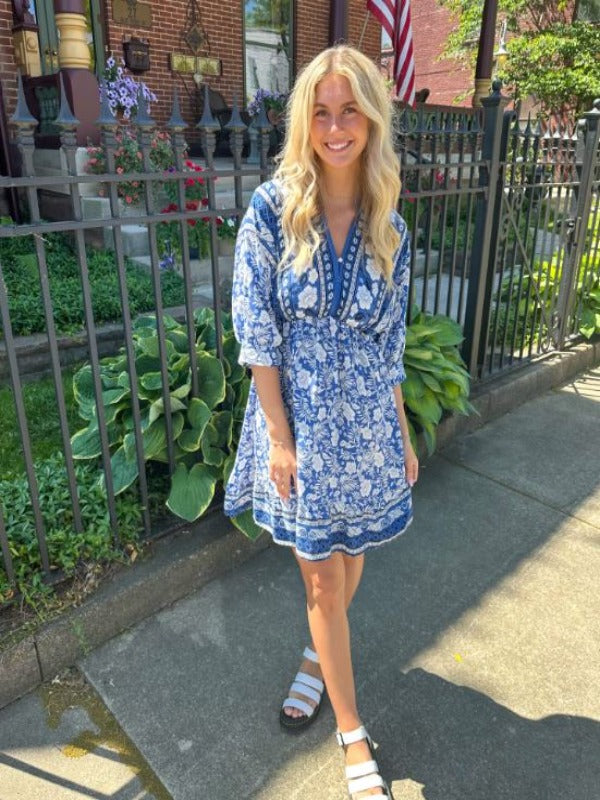 Kimmie Navy Floral Midi Dress