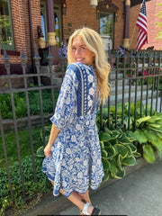 Kimmie Navy Floral Midi Dress