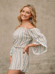 Lacie Ivory Striped Romper