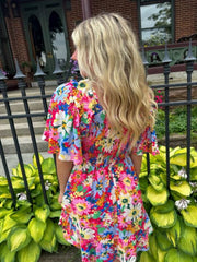 Maryann Hot Pink Floral Print Dress