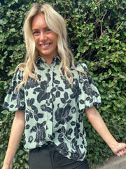 Nancy Desert Sage Short Sleeve Top