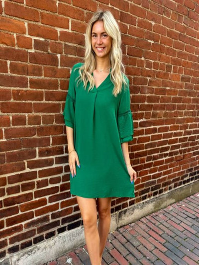 April Green Ruffle Midi Dress