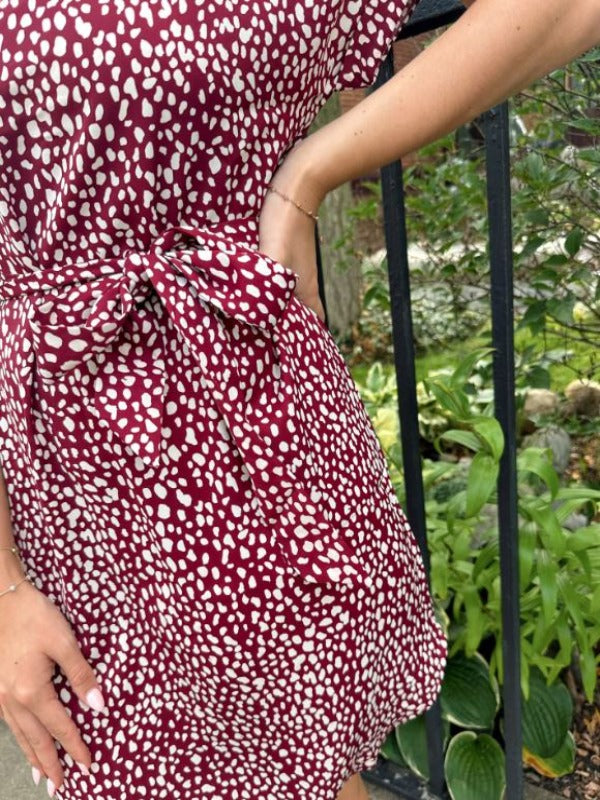 Gwen Wine Leopard Print Dress