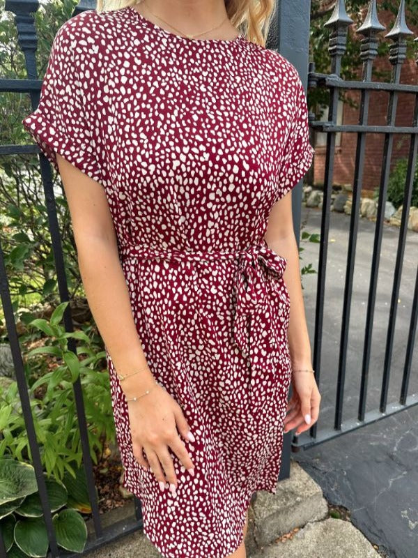 Gwen Wine Leopard Print Dress