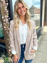 Brenda Lt Mocha Ruched Blazer