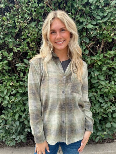 Bailey Olive Plaid Top