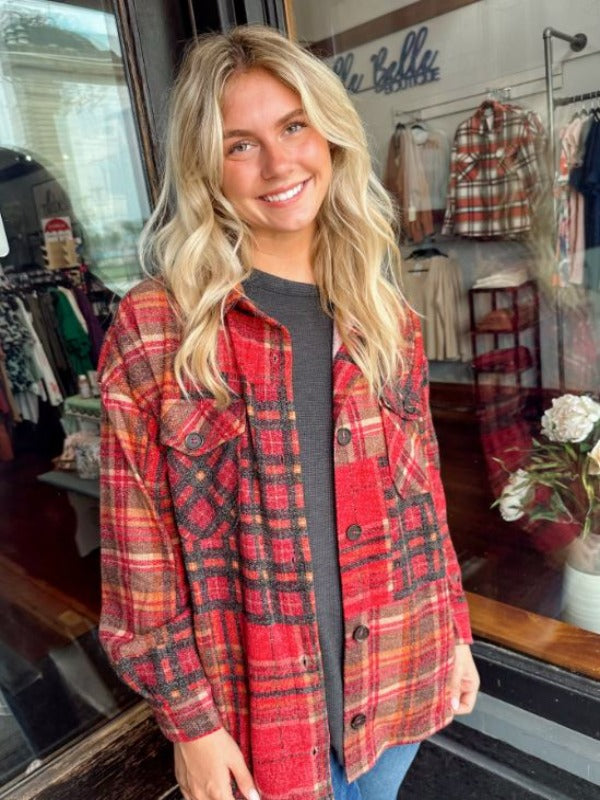 Brandi Burgundy Plaid Shacket