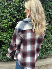 Nina Burgundy/Navy Plaid Oversize Shacket