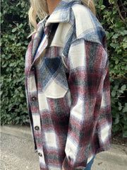 Nina Burgundy/Navy Plaid Oversize Shacket