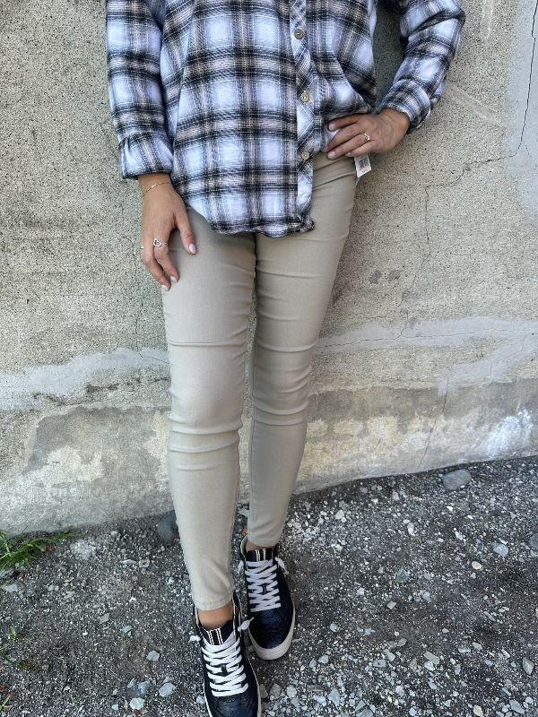 Wilma Taupe Mid Rise Skinny