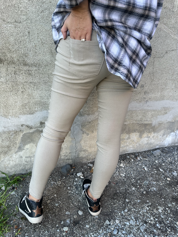 Wilma Taupe Mid Rise Skinny