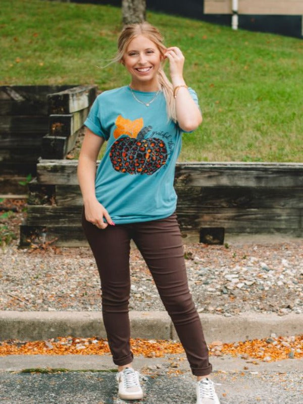 Blue Leopard Pumpkin Blessed Graphic Tee