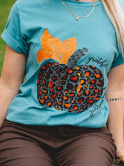 Blue Leopard Pumpkin Blessed Graphic Tee