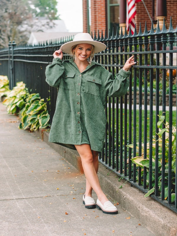 Anne Olive Corduroy Shirt Dress