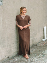 Brown Knit Midi Dress