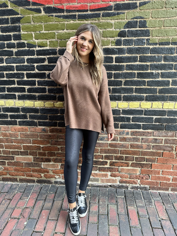 Carly Chocolate Long Sleeve Sweater