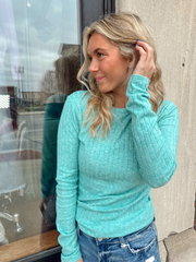 Samantha Turquoise Ribbed Top