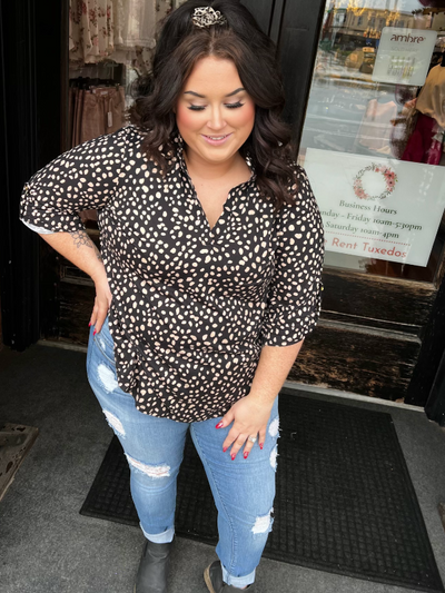 Jenny Black/Khaki Animal Print Top FINAL SALE