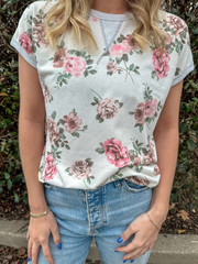 Shelly Ivory Floral Short Sleeve Top