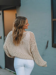 Audrea Natural Crochet Sweater
