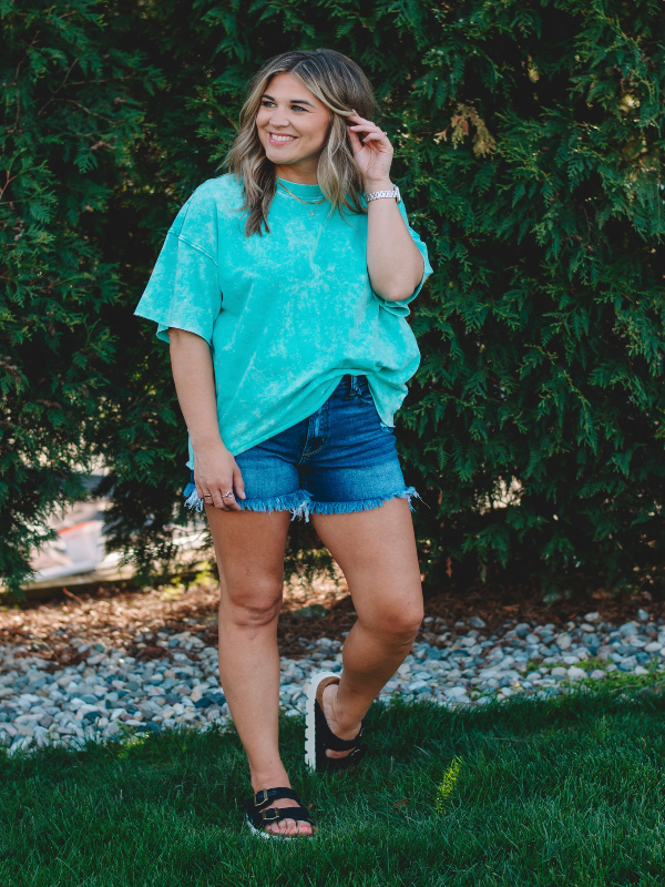 Gina Turquoise Short Sleeve Top