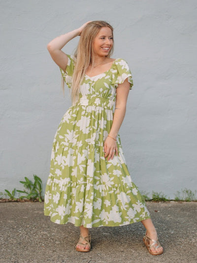 Penny Kiwi Floral Print Midi Dress