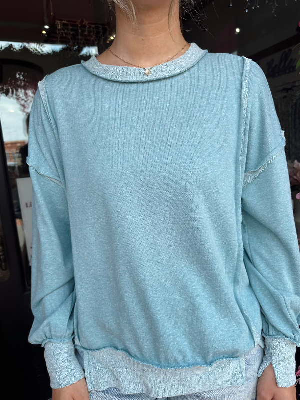 Molly Teal Two Tone Top