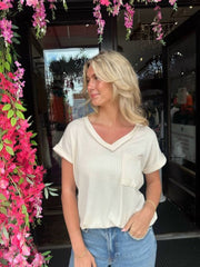 Kathy Cream Short Sleeve Top