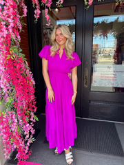 Monica Magenta Bubble Sleeve Maxi Dress  FINAL SALE