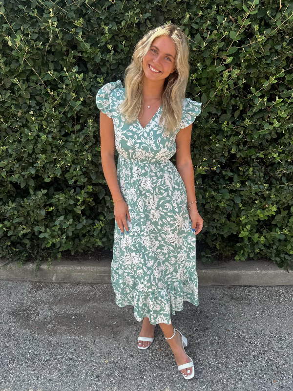 Bethany Pale Green Print Dress