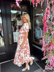 Katrina Mauve/Ivory Floral Print Maxi Dress FINAL SALE