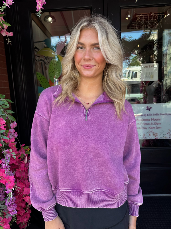 Allie Lt Plum Half Zip Fleece