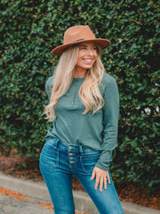 Terri Teal Long Sleeve Henley Top