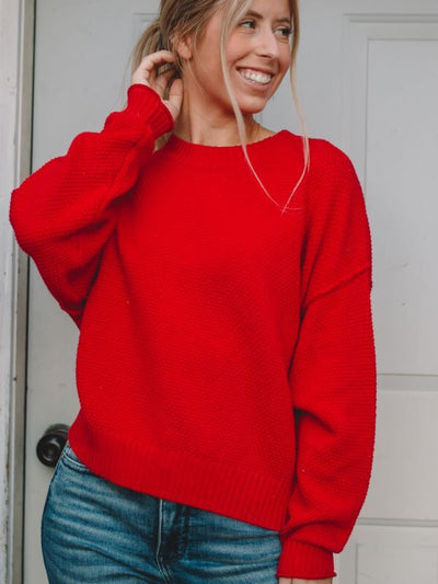 Zoey Red Long Sleeve Sweater