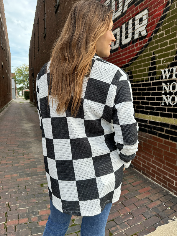 Zoe Black Checker Print Cardigan