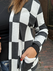 Zoe Black Checker Print Cardigan