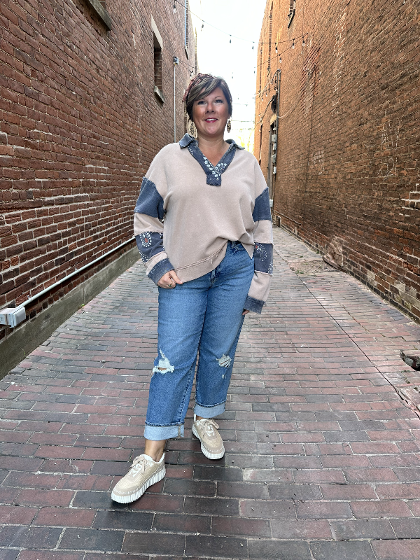 Tracy Taupe Long Sleeve Sweater