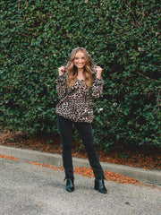 Cindy Brown Leopard Print Hoodie Top