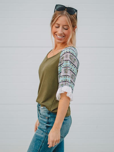 Sammi Olive Short Sleeve Top