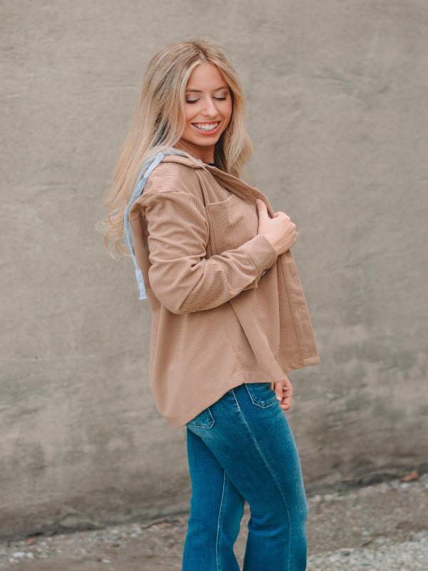 Kassie Khaki Hooded Shacket