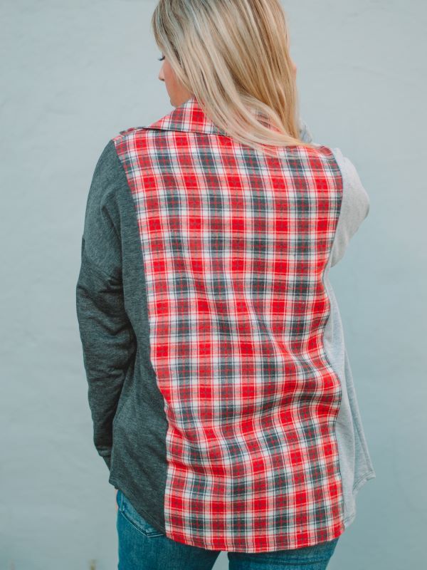 Randi Grey Plaid Button Down FINAL SALE