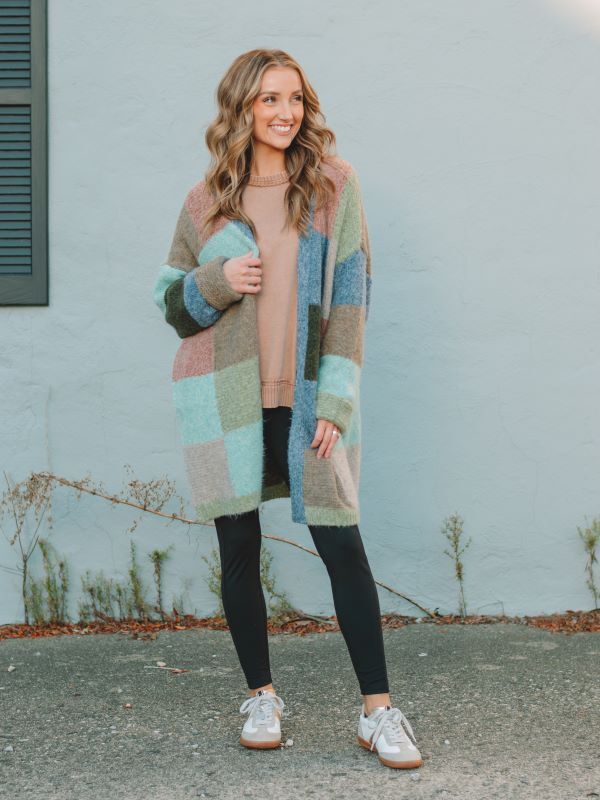 Kendra Blue Color Block Cardigan