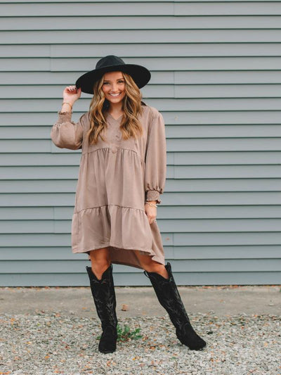 Zoey Taupe Mini Dress