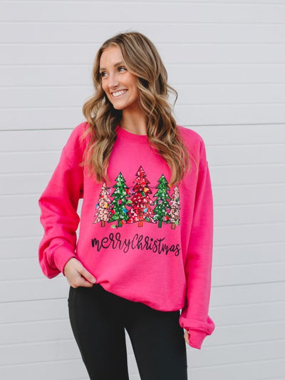 Hot Pink Sparkling Christmas Trees