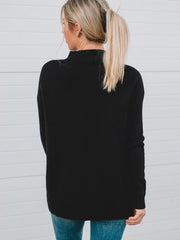 Gwen Black Mock Neck Long Sleeve Sweater