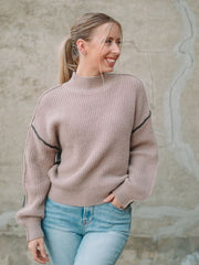 Miranda Mocha Mock Neck Sweater